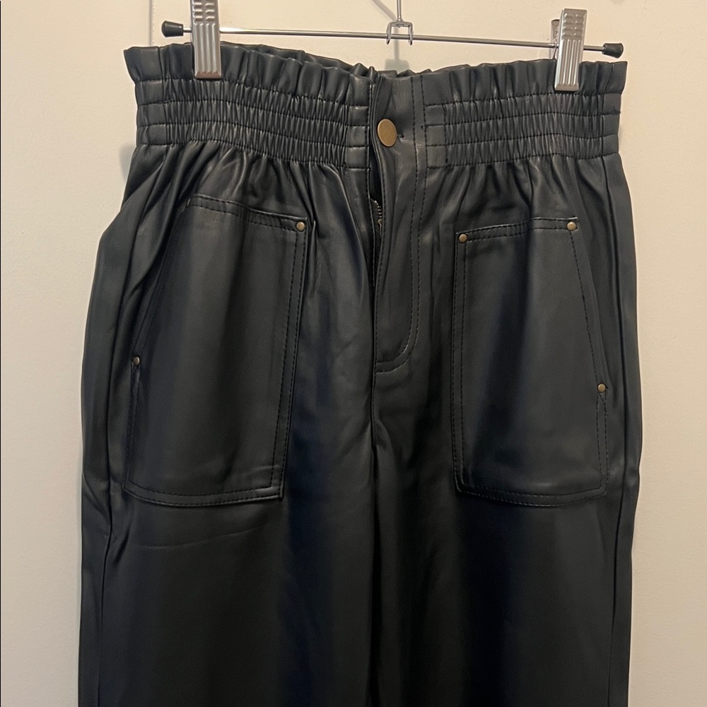 Forever 21 Black Faux Leather Joggers